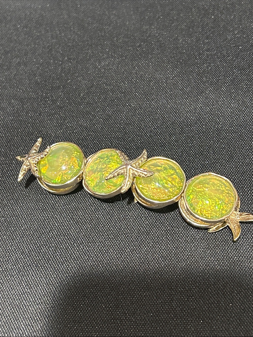 Vintage Yellow green Opal Starfish mermaid Link Bracelet Women Jewelry one size